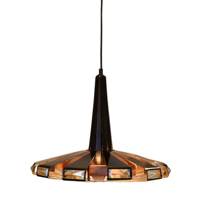 Vintage P236 Pendant Lamp in Black Metal and Copper by Werner Schou for Coronell Elektro, 1960s For Sale