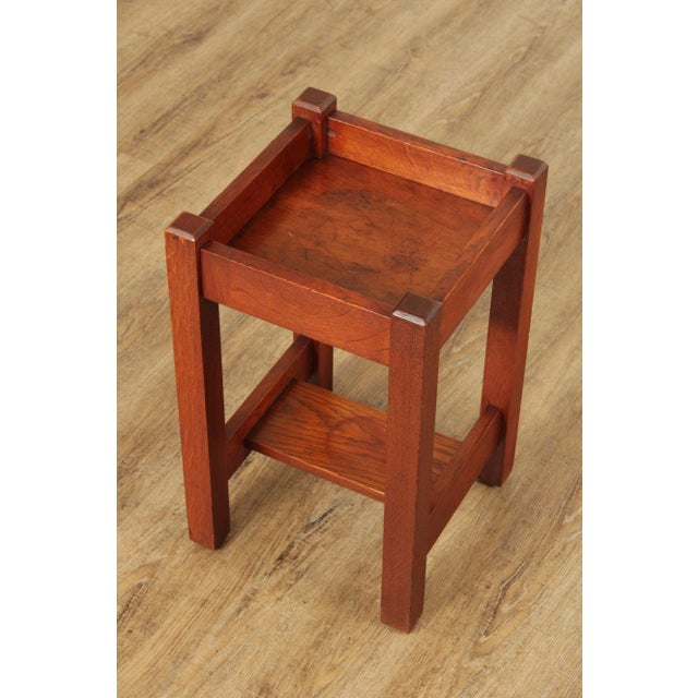 High Quality American Made Antique Early 20th Century Solid Oak Plant Stand with Square Recessed Top