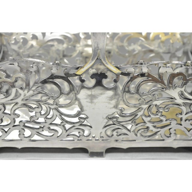 Antique Victorian Silver Plated Reticulated Scrollwork Bread Basket by Forbes For Sale In Philadelphia - Image 6 of 15