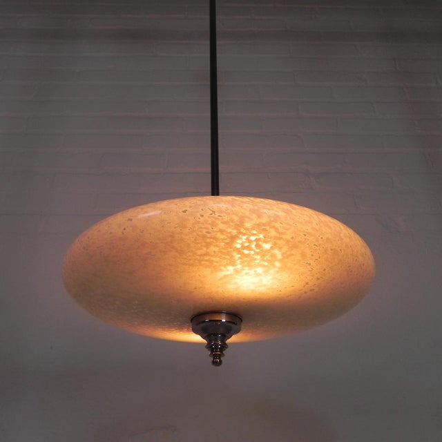 Art Deco Pendant Lamp with Cloudy Glass Bowl, 1930s For Sale - Image 10 of 18