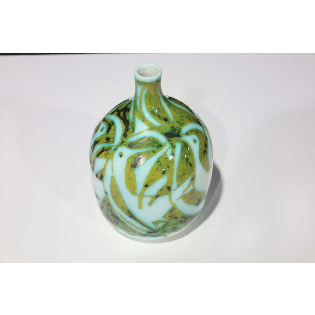 Green Alessio Tasca for Raymor Vase, Ceramic, Green and White, Signed For Sale - Image 8 of 8