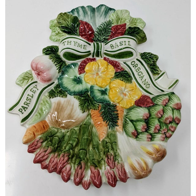 Vintage Decorative Ceramic Herb Garden Plate - Parsley, Thyme, Basil, and Oregano Herbs For Sale In Providence - Image 6 of 8