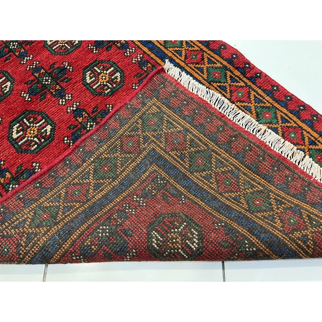 Extra-Long Red Turkmen-Style Geometric Wool Runner Rug, 2'7" X 19'3" For Sale - Image 12 of 12