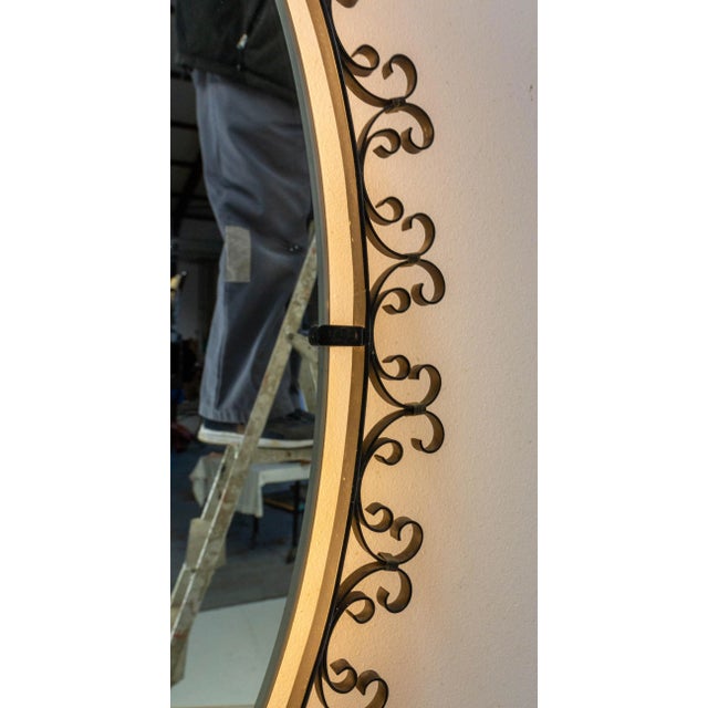 French Illuminated Mirror in Metal Frame, 1960s For Sale - Image 9 of 11