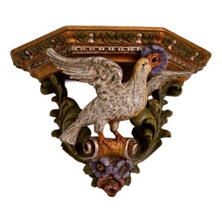 Antique Italian Carved Wood Wall Console, 1890s For Sale