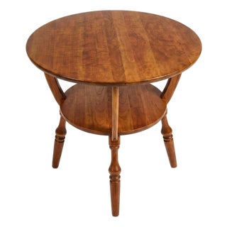 Mid Century Bucks County Two-Tier Provincial Solid Cherry Gueridon Accent Table For Sale
