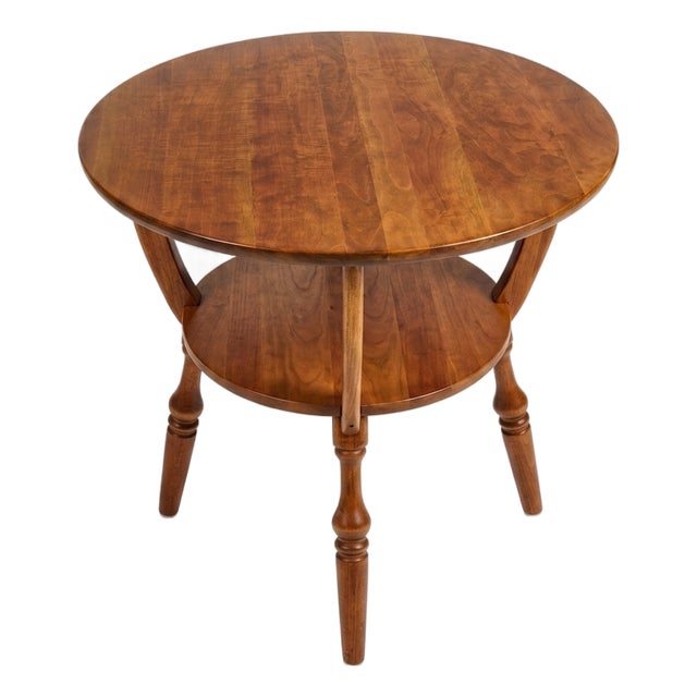 Mid Century Bucks County Two-Tier Provincial Solid Cherry Gueridon Accent Table For Sale