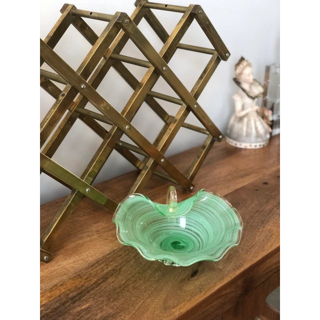 Mid-Century Modern Mid-Century Murano Minty Green Dish With Gold Foil Flecks Attributed to Saviati For Sale - Image 3 of 9