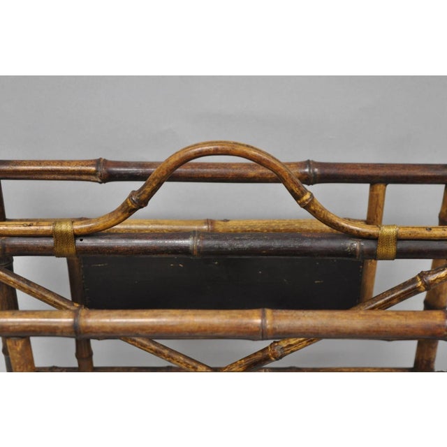 Antique English Victorian Bamboo Fretwork Canterbury Magazine Rack Stand For Sale - Image 4 of 17