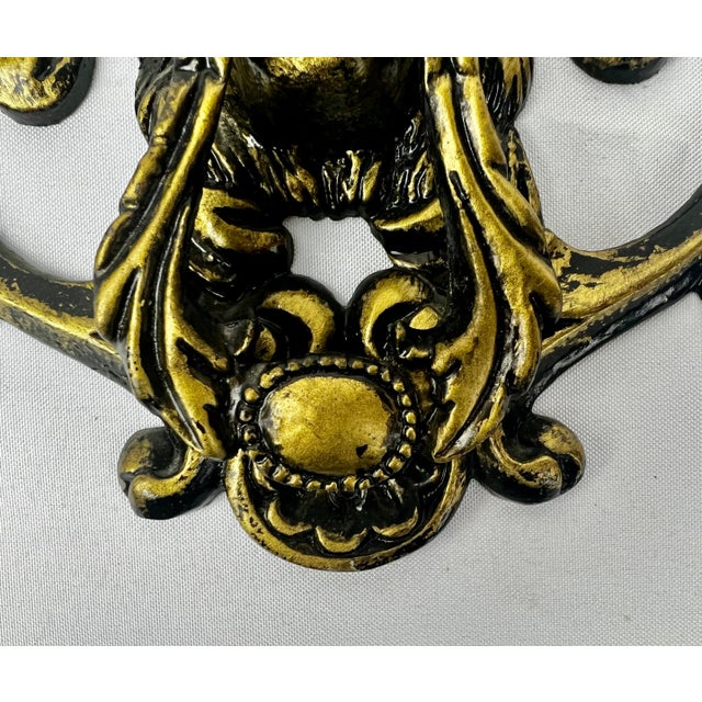 Large Classical Roaring Lion Door Knocker With Foliate Scrolls-10" For Sale - Image 4 of 8