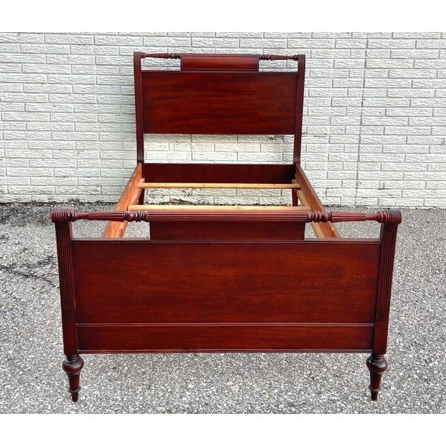 Late 20th Century Vintage Cherry Twin Size Sleigh Bed For Sale - Image 5 of 10
