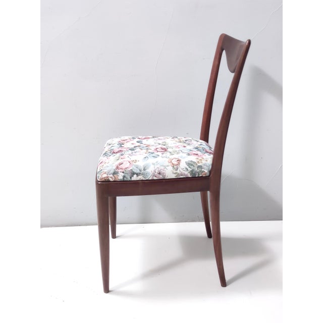 Brown Dining Chairs with Beech Frame and Linen Patterned Fabric attributed to Carlo Enrico Rava, 1950s, Set of 4 For Sale - Image 8 of 13