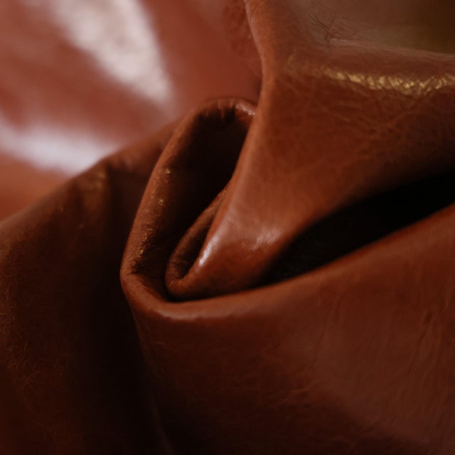 Brown Luxury Cognac Genuine Leather Throw Pillow 18x18 | Handmade Full-Grain Leather Cushion For Sale - Image 8 of 9