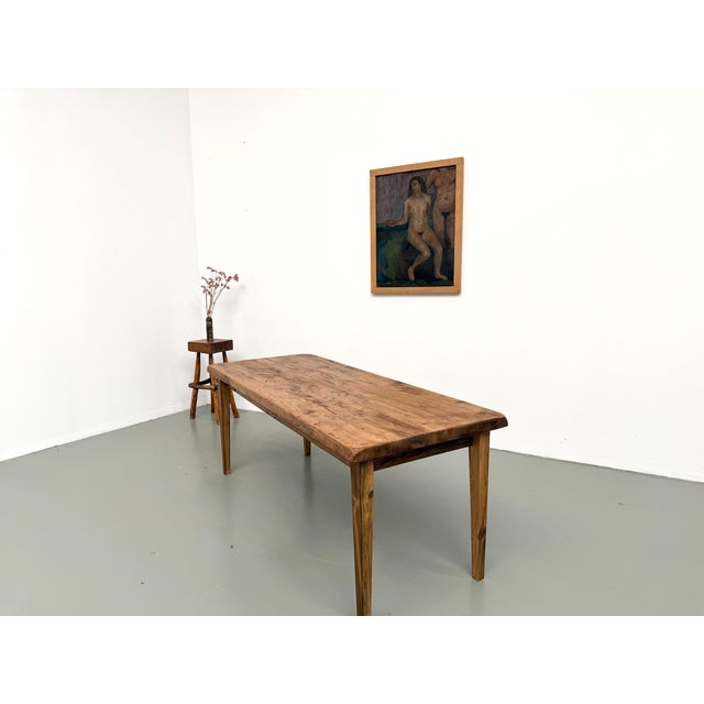 Brown Vintage Poplar Farmhouse Table, 1970s For Sale - Image 8 of 18