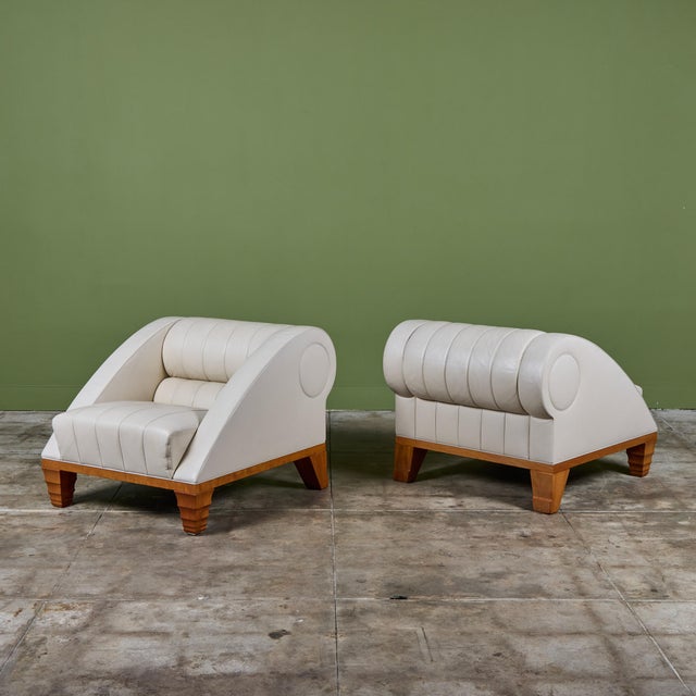 Wood Pair of Leon Krier Aries Lounge Chairs for Giogetti For Sale - Image 7 of 18