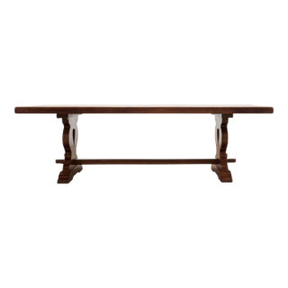 Country French Provincial Oak Trestle Farmhouse Dining Table 8 Ft For Sale