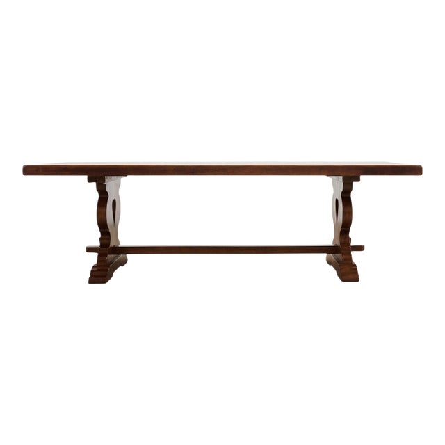 Country French Provincial Oak Trestle Farmhouse Dining Table 8 Ft For Sale