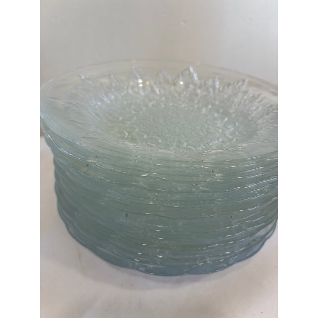 Glass Vintage Kig Indonesia Pressed Glass Floral Dessert Plates - Set of 11 For Sale - Image 7 of 11