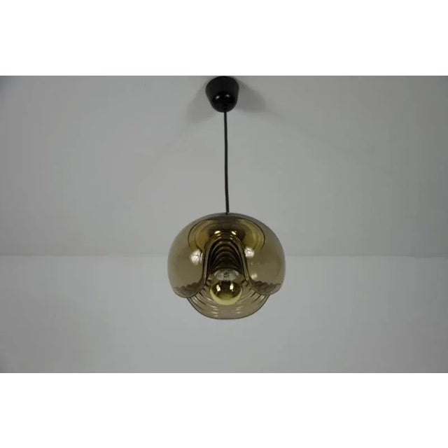 Amber Glass Pendant Lamp attributed to Koch & Lowy for Peill and Putzler, 1960s For Sale - Image 4 of 12