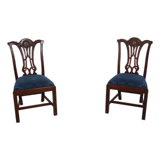 Pair of Maitland Smith Mahogany Dining Chairs For Sale