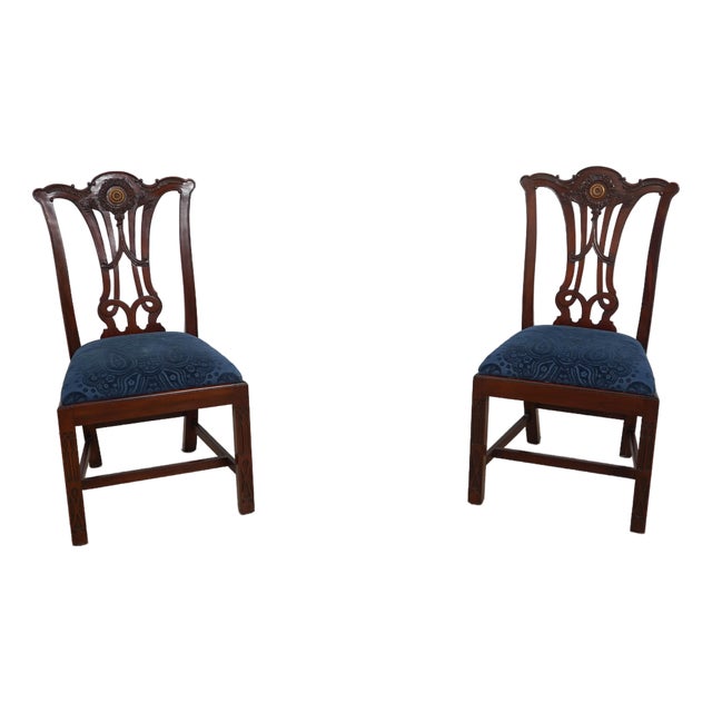 Pair of Maitland Smith Mahogany Dining Chairs For Sale