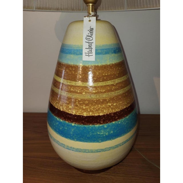 Blue Ceramic Lamp with Côte d'Azur France Decor by Hubert Olivier, 1990s For Sale - Image 8 of 18