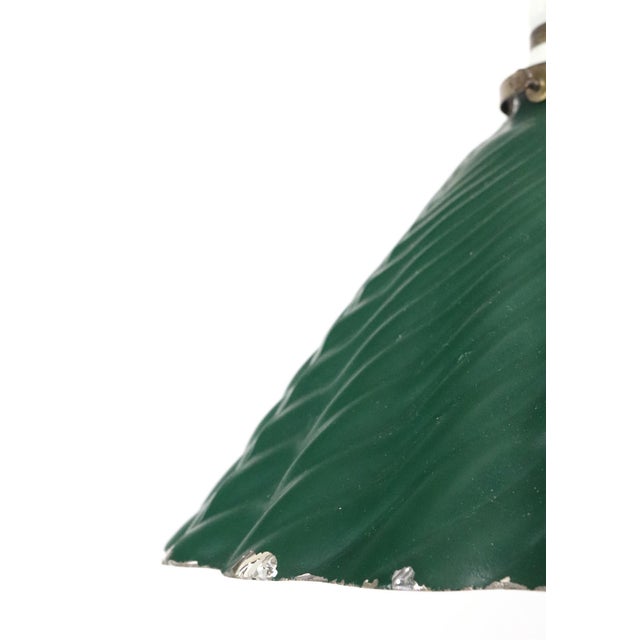 Green Mid 20th Century Industrial 10 In. Green Wavy X-Ray Mercury Glass Pendant Light For Sale - Image 8 of 13