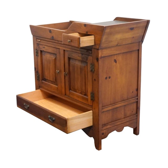 Link Taylor Pilgrim Pine Collection Rustic Country French 40" Dry Sink Server 1515 For Sale - Image 9 of 16