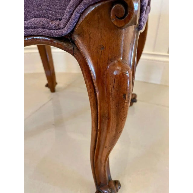 Antique Victorian Walnut Cabriole Leg Stool For Sale - Image 4 of 11