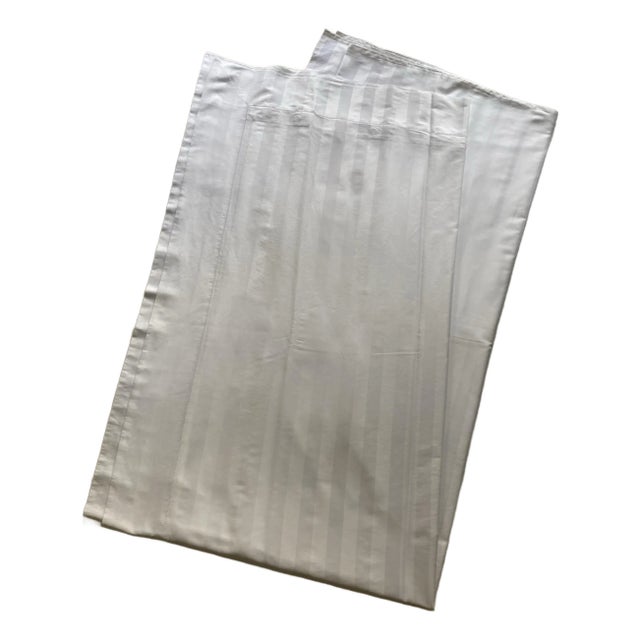 Sferra Italian Made King Duvet Cover White on White Shadow Stripe For Sale