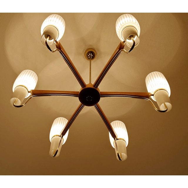 Mid-Century Modern Large Pendant Light in Glass and Teak from Temde, 1960s For Sale - Image 3 of 18