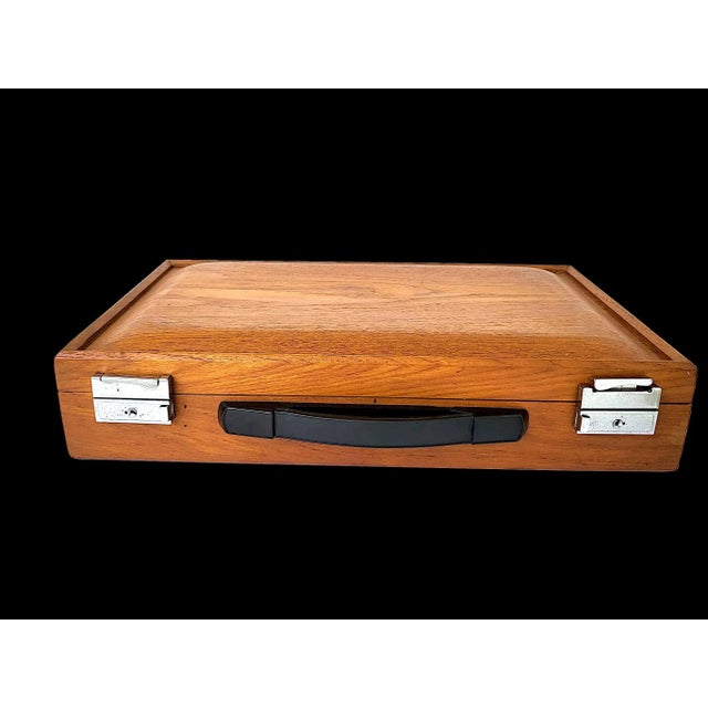 Mid 20th Century Teak Wood Briefcase For Sale - Image 9 of 11