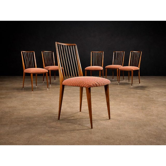 Rare Set of Six Dining Chairs by Joaquim Tenreiro in Caviúna Wood, Brazil, 1950s For Sale - Image 12 of 13