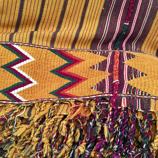 1940s Vintage Handwoven Tribal Nigerian Kente Cloth Wedding Blanket Textile For Sale - Image 5 of 12