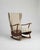Mid-Century Modern Vintage Hungarian Rumba Wingback Rocking Chair in Beige Striped Fabric with Wooden Rockers For Sale - Image 3 of 5