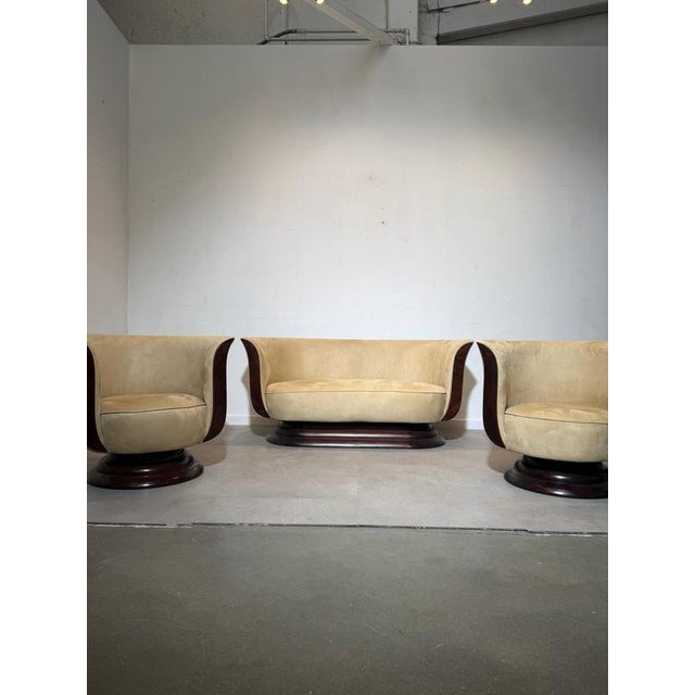 Art Deco Tulip 2-Seater Sofa and Club Chairs from Hotel Le Malandre, Set of 3 For Sale - Image 6 of 11