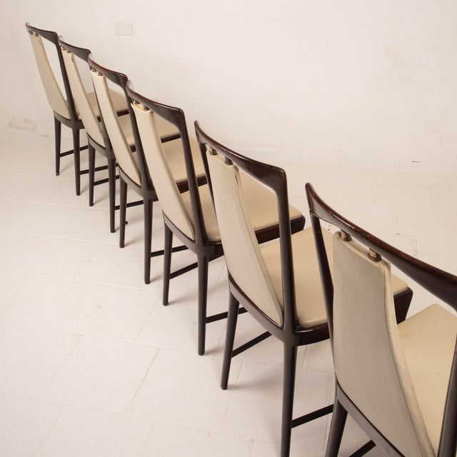 Mid-Century Modern Italian Mahogany Stained Dining Chairs by Osvaldo Borsani for Abv, 1950, Set of 6 For Sale - Image 9 of 18