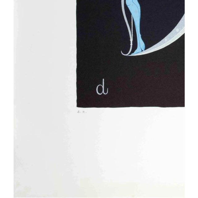 Modern Erté, Letter D, 1970s, Lithograph For Sale - Image 3 of 4