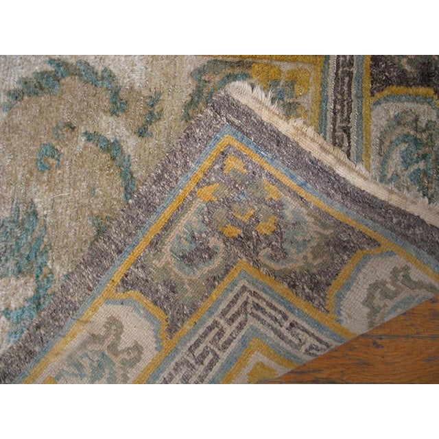 Textile 1930s Ivory Foo-Dog Antique Chinese Tibetan Rug 3'x5' 7" Handknotted Wool Carpet For Sale - Image 7 of 7