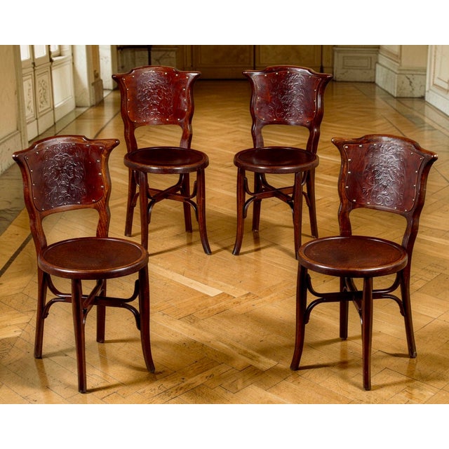 Antique Embossed Bentwood Chairs, 1900, Set of 4 For Sale - Image 6 of 6