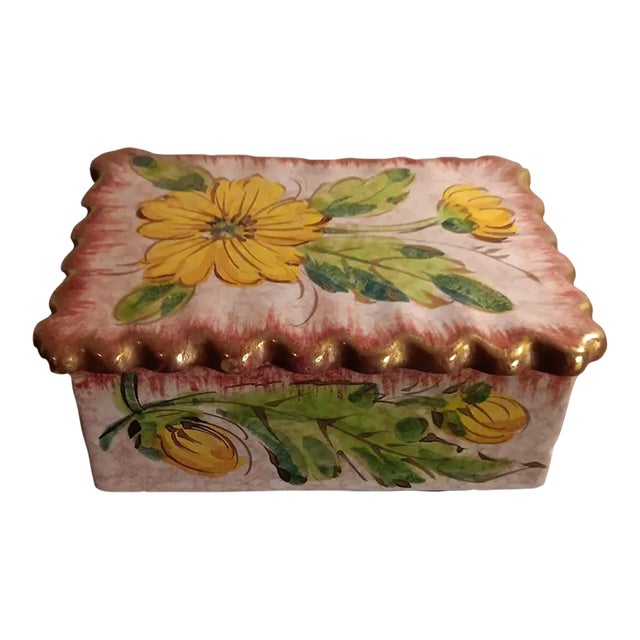 1980s Floral Trinket Box, Made in Italy For Sale