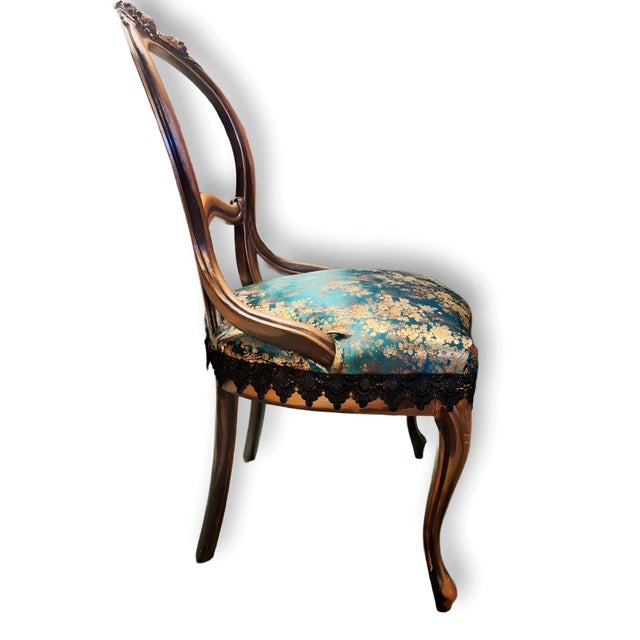 Wood Late 19th Century The Jade Aviary Chair and Ottoman | the Verdant Society Collection For Sale - Image 7 of 12