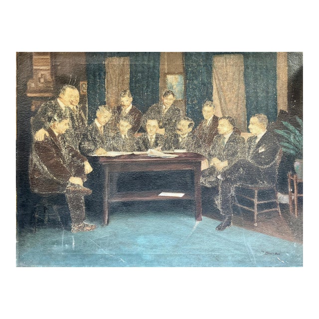 Rare Early 20th-Century Cabinet Scene Portrait — Attributed to Woodrow Wilson Era, Signed “Bon Art,” C. 1919–1921 For Sale