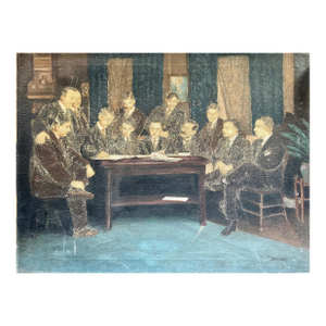 Rare Early 20th-Century Cabinet Scene Portrait — Attributed to Woodrow Wilson Era, Signed “Bon Art,” C. 1919–1921