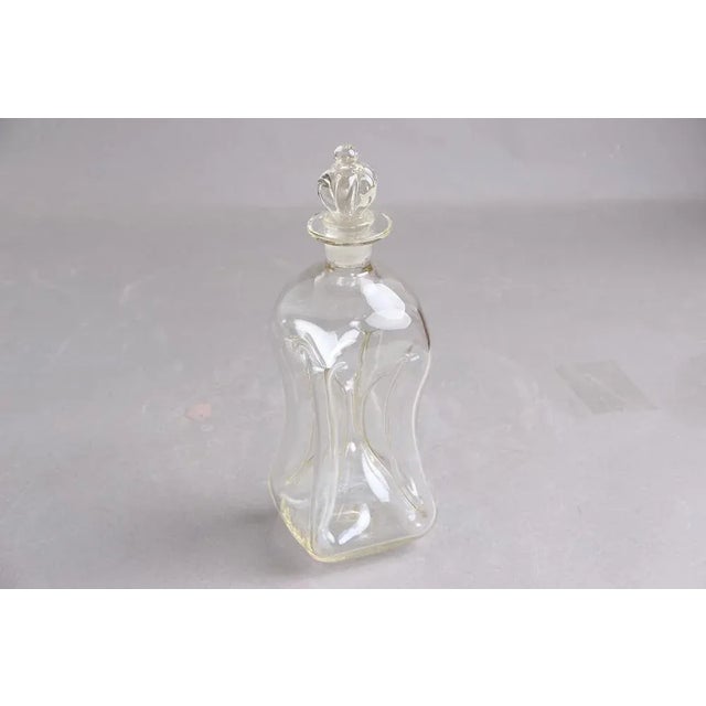 Holmegaard Gacker Bottle with Transparent Crown Stopper by Jacob E. Bang for Holmegaard, Denmark, 1920s For Sale - Image 4 of 5