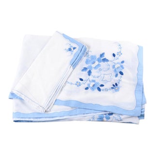 Traditional Tablecloth and 12 Matching Napkins - 13 Pieces For Sale