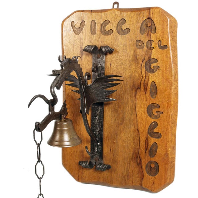 Tyrolean Manual Entrance Bell in Wrought Iron, 1950s For Sale - Image 7 of 7
