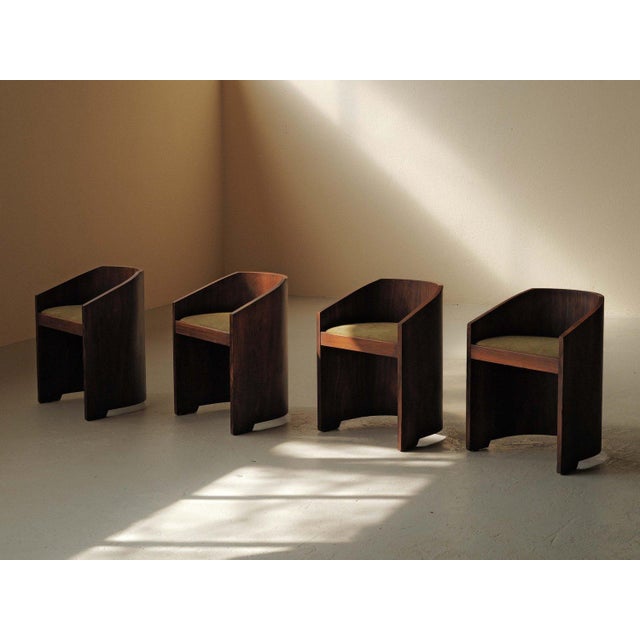 1930s Art Deco Armchairs in Veneer, 1930, Set of 4 For Sale - Image 5 of 18