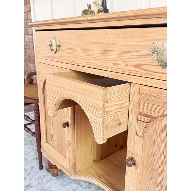 Antique English Pine Sideboard Cabinet Desk For Sale - Image 9 of 18