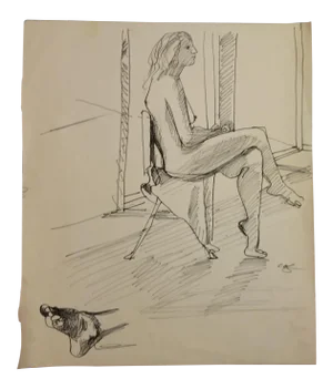 Seated Nude Sketch by Herman Volz